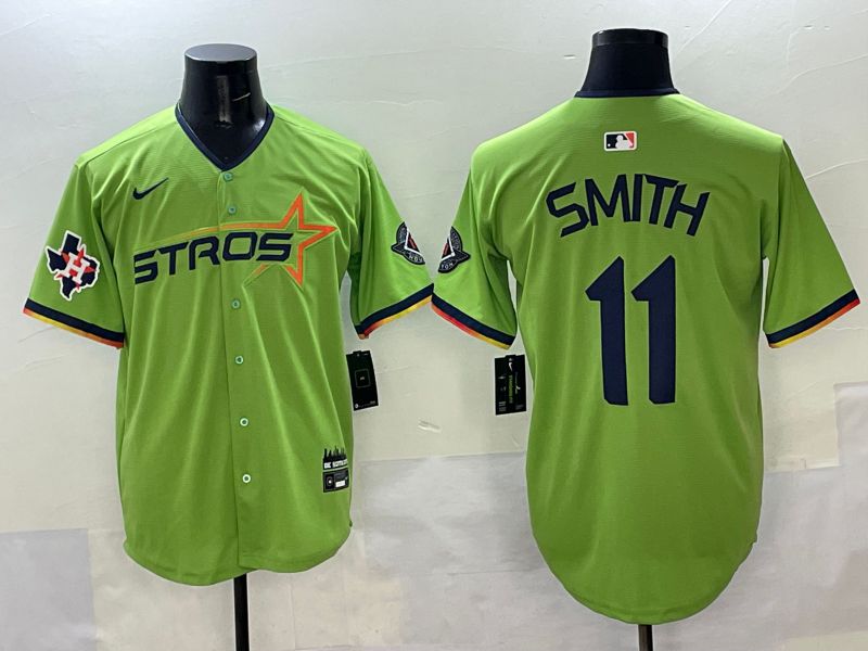 Men Houston Astros 11 Smith Green three generations Joint Name 2025 Nike MLB Jersey style 5